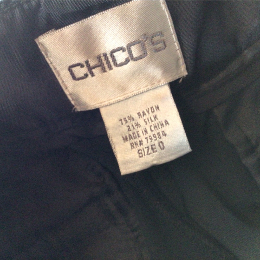 Chico's  Black  Silk Blend  Trouser  Size 0,Back Pockets - Picture 6 of 7